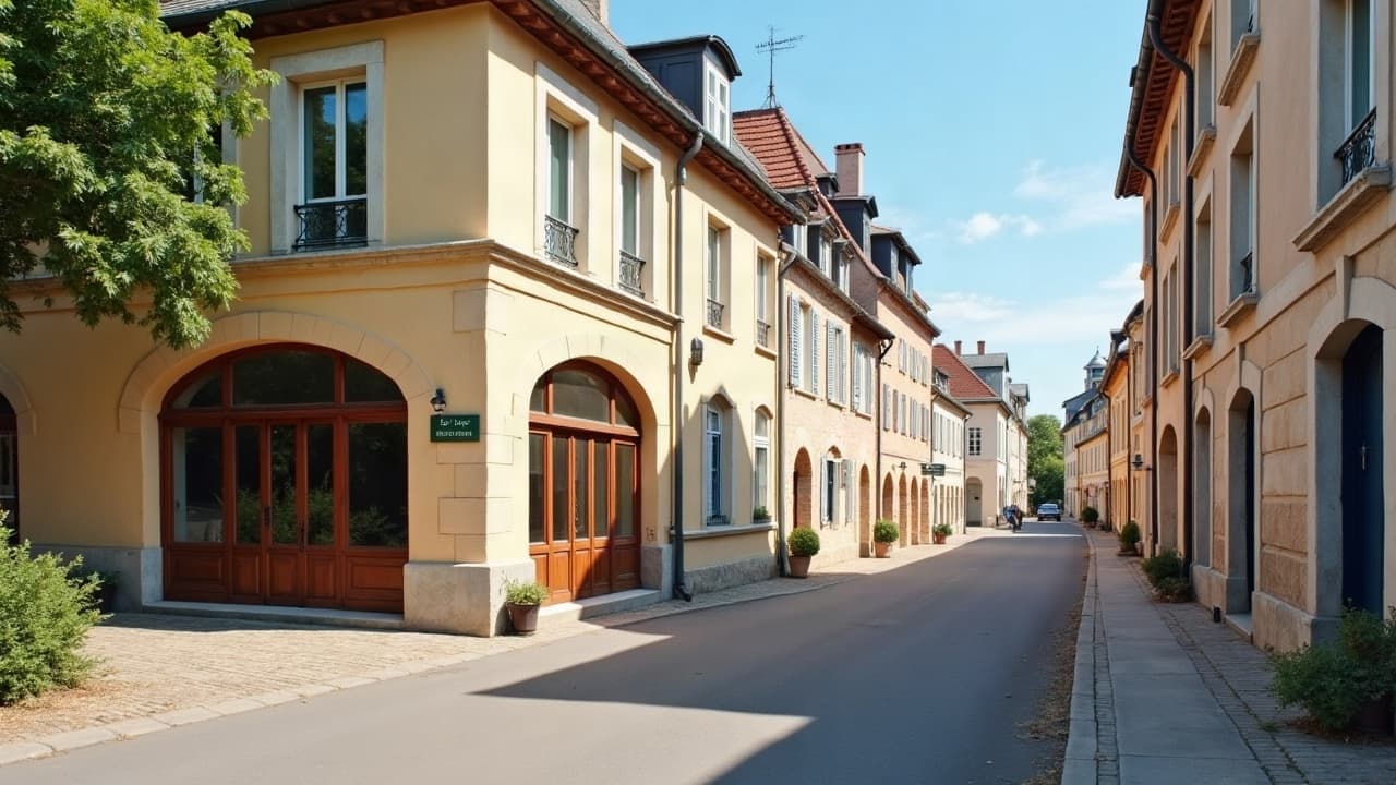 Façade d'un ancien relais à porche voûté, à La Pacaudière