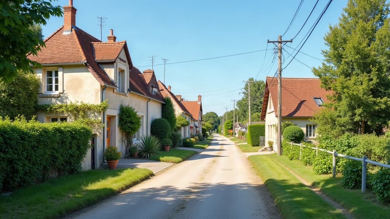 Hameau dispersé de Montagny, bâtiments de ferme au milieu des prés