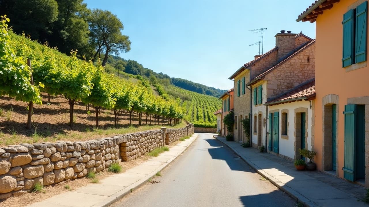 Rangs de vigne de la Côte Roannaise sur les pentes au-dessus de Renaison