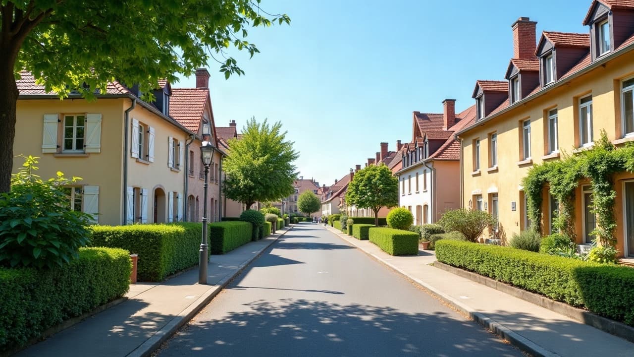Rue résidentielle de Riorges bordée de pavillons entretenus et de haies taillées