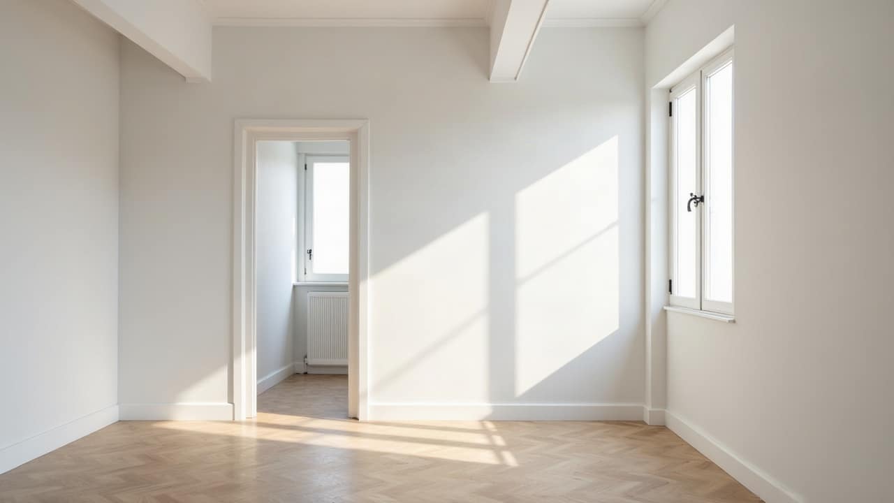 Combles aménagés et terminés dans un pavillon récent, rampants peints en blanc, coin bureau lumineux sous une fenêtre de toit